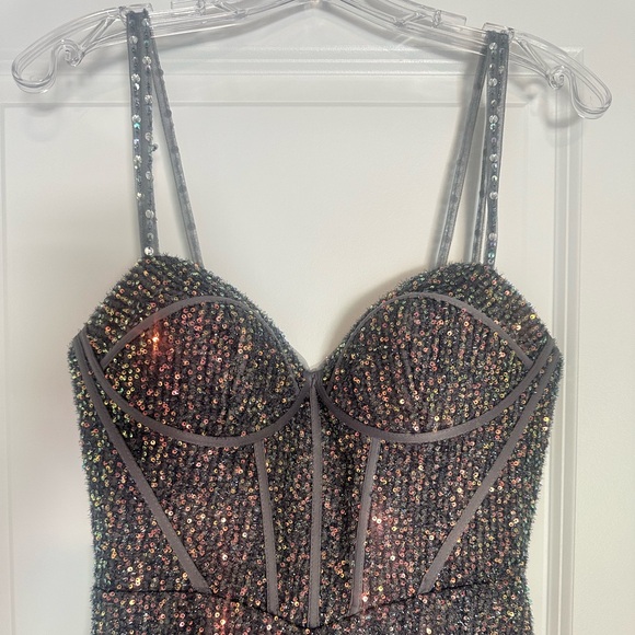 Cinderella Slate Iridescent Formal Gown - Picture 5 of 7